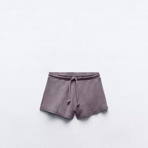 Zara Women's Ribbed wash purple Casual Shorts